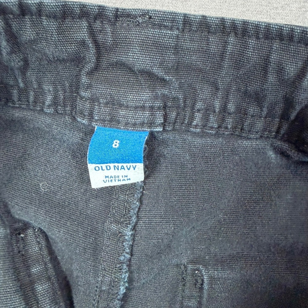 Old Navy Wide Leg Pants Womens 8 Black Stretch Cotton Utility Cropped Casual - Picture 3 of 10